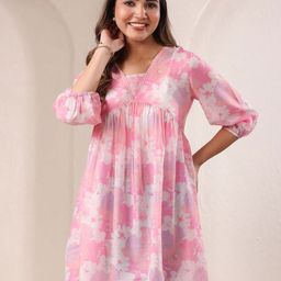 Janasya Floral Printed V-Neck Pure Cotton Kurti-picture-28
