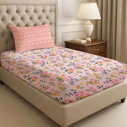 IVAZA Pink Floral 210 Pure Cotton Single-image-41