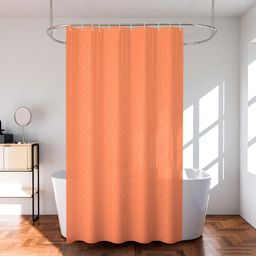 Kuber Industries Orange Striped Shower Curtain With Rings-picture-8
