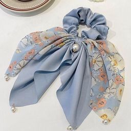 Radhya Accessories Women Floral Pearl Tail Scrunchy Hairties-11