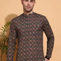 Anouk Men Geometric Printed Thread Work Kurta-picture-2