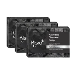 KISRA Set Of 3 Activated Charcoal Anti Pollution & Cooling Freshness Soaps - 75 g Each-1