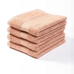 Earthy Fables Peach Coloured 4 Pieces 600 GSM Cotton Hand Towels-35