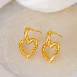 SWASHAA Titus 18KT Gold Plated Stainless Steel Heart Shaped Studs-36