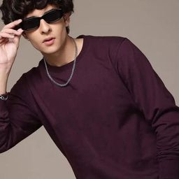 Mast & Harbour Men Solid Cotton Fleece Anti Odour Sweatshirt-image-28