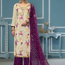MANVAA Floral Embroidered Sequinned Unstitched Dress Material-image-38