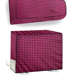 The Furnishing Tree 1.5 Ton Split AC Cover for Indoor and Outdoor Units Checkered Pattern Maroon-image-88