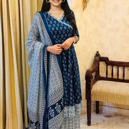 Vetrokart Girls Ethnic Motifs Printed Regular Raw Silk Kurta with Palazzos & With Dupatta-picture-14