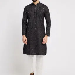 Ethnic India Men Geometric Flared Sleeves Thread Work Kurta-17