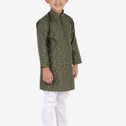 Pro-Ethic STYLE DEVELOPER Boys Green Printed Kurta with Pyjamas image 4