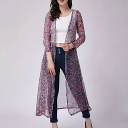 MINOS Women Printed Longline Shrug-35