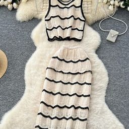 Alamode By Akanksha Beige Hea Luxe Soft Knit Coord Set-Resortwear-image-31