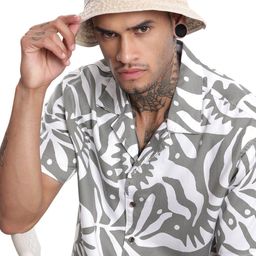 WROGN Men Cuban Collar Abstract Printed Cotton Casual Shirt-image-54