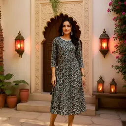 SZN Women Ethnic Motifs Print A-Line Dress-picture-42