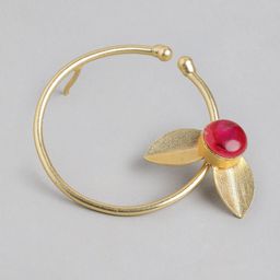 Anouk Gold-Plated Artificial Beaded Circular Shaped Drop Earrings image 3