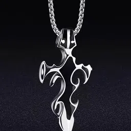 AGARWALPRODUCT Stainless Steel Silver-Plated Titanium Pendant With Chain-picture-27