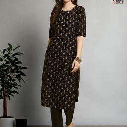 HERE&NOW Women Ethnic Motifs Printed Regular Kurta with Trousers-picture-5