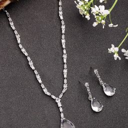 NVR Silver-Plated American Diamond-Studded Jewellery Set-20