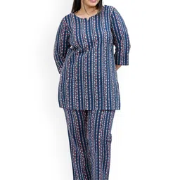 30 Looks Women Dark Navy Cotton Printed Night suits-image-94