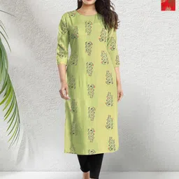 HERE&NOW Selection Of 2 Floral Printed Round Neck Straight Kurta-image-83