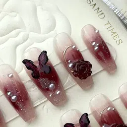 StyleCast x Revolte Set Of 10 Artificial Reusable Nails - Maroon-12
