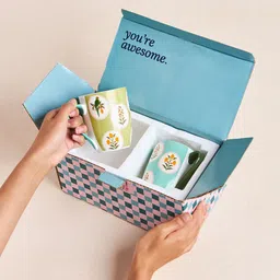 Chumbak White & Green 2 Pieces Printed Matte Mugs 330 ml image 5