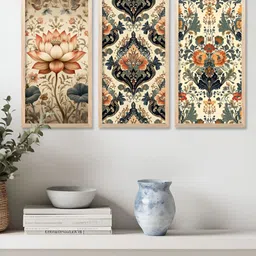 WALLLANE Brown 3 Pieces Wooden Floral And Botanical Wall Art-image-71