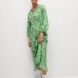 Marks & Spencer Women Floral Printed Cotton Fit and Flare Midi Dress-16