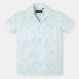 Infinity Boys Tailored Fit Floral Printed Cuban Collar Casual Cotton Shirt-image-49