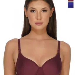 INGRID Pack Of 2 Medium Coverage Lightly Padded Bra PaddedWineBlue32CPack2 image 1