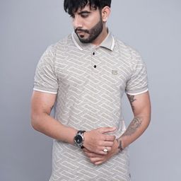 INKMAN Men Polo Collar Bio Finish Applique T-shirt-image-92