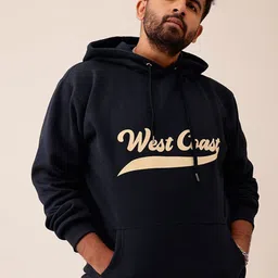 UNSTD Men Typography Printed Hooded Sweatshirt-image-1