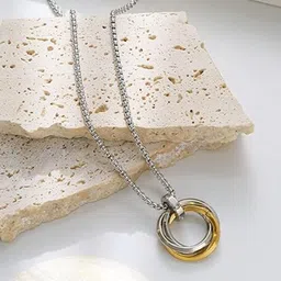 AGARWALPRODUCT Sterling Silver-Plated Circular Pendants with Chains-picture-19