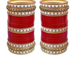 Shinemore Set Of 2 Artificial Stones Studded Bridal Chuda Bangles-picture-4