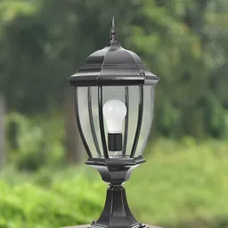 Areezo Black & White Textured Metal Cylinder-Shaped Outdoor Lamps-28