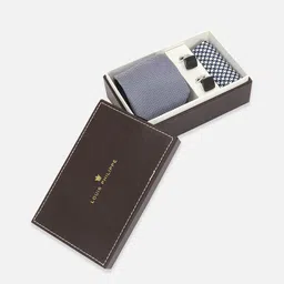 Louis Philippe Men Accessory Gift Set of Tie Pocket Square And Cufflink-image-15