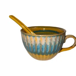 Rare Planet Yellow & Blue Ceramic Glossy Mug-image-92