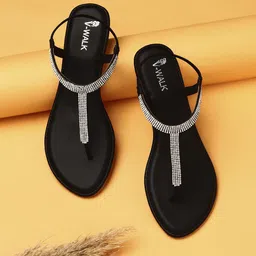 V-WALK Women Embellished T-Strap Flats-35