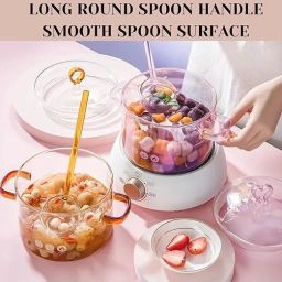 evila Glass Stirring Spoon Crystal Clear Borosilicate Teaspoon Milk Spoon Coffee Spoon Bone China Serving Spoon image 4