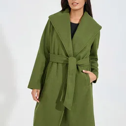 Styli Single-Breasted Longline Overcoat With Belt-picture-3