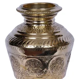 Exotic India Gold-Toned Textured Brass Ashta Lakshmi Kalash-7
