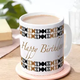 Indigifts White & Black Geometric Printed Ceramic Matte Mugs Set of Cups and Mugs-51