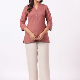 PIROH Women Mandarin Collar Pure Cotton Kurti-image-6