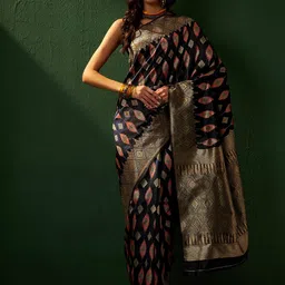 DIVASTRI Woven Design Zari Silk Blend Designer Banarasi Saree-image-9