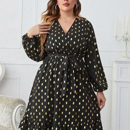 StyleCast Curve Women Plus Size Geometric V-Neck Wrap Dress-picture-2