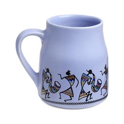 Myntra Elegant Homes Yellow & Blue Handcrafted Printed Ceramic Glossy Cups Set of Cups and Mugs image 2