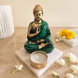 HOMEARTE Green & Gold-Toned Candle Holder-picture-15