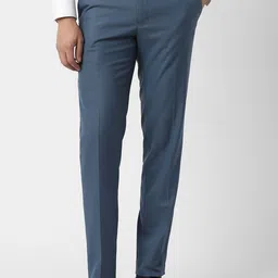 Van Heusen Men Solid Self Design Slim Fit Mid-Rise Flat-Front Formal Trousers-picture-14