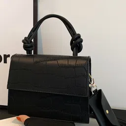HAUTE SAUCE by Campus Sutra Women Black Vegan Leather Hand Bag with Quilted-58