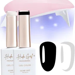 Huda Girl Set Of 2 Long Lasting Soak Off Gel Nail Polish - 15 ml Each - Black-White-3